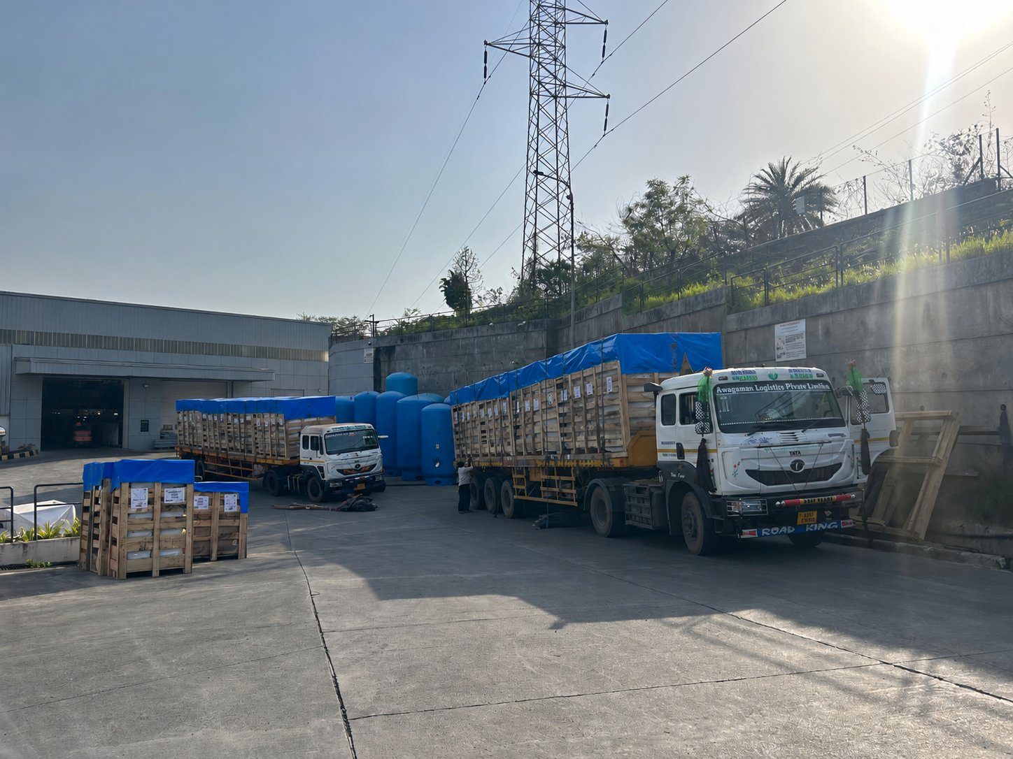 Heavy industrial cargo on Awagaman Logistics trailer